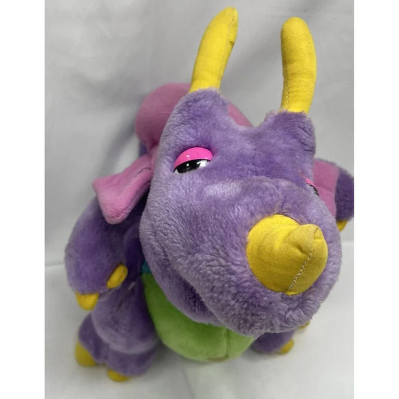 Vintage 1986 Commonwealth Tricertop Dinosnores Plush Rolling Ball Rattle Toy 12” - Picture 7 of 16